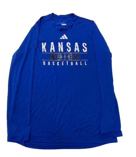 Kevin McCullar Jr. Kansas Basketball Player Exclusive Long Sleeve Pre-Game Warm-Up Shooting Shirt with 