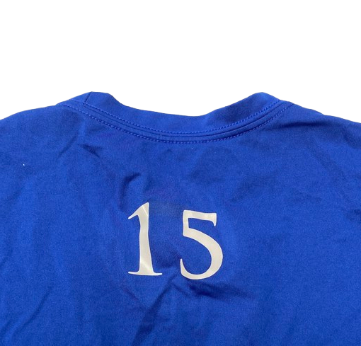 Kevin McCullar Jr. Kansas Basketball Player Exclusive Long Sleeve Pre-Game Warm-Up Shooting Shirt with 