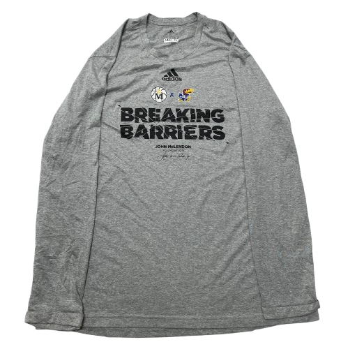 Kevin McCullar Jr. Kansas Basketball Player Exclusive "Breaking Barriers - John McLendon" Long Sleeve Pre-Game Warm-Up Shooting Shirt (Size XL)