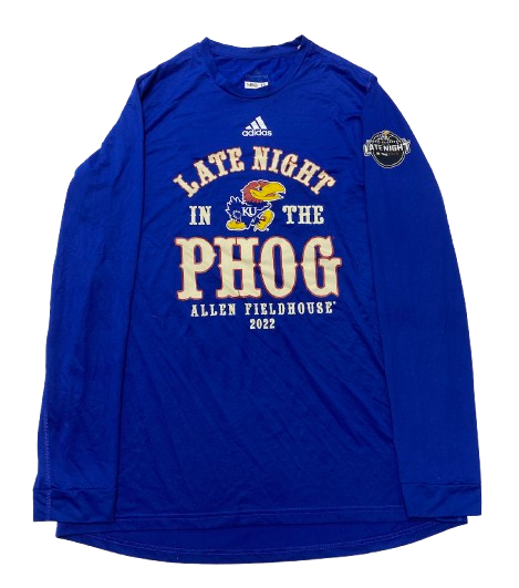 Kevin McCullar Jr. Kansas Basketball Player Exclusive "2023 Late Night In The Phog" Long Sleeve Shirt (Size XLT)