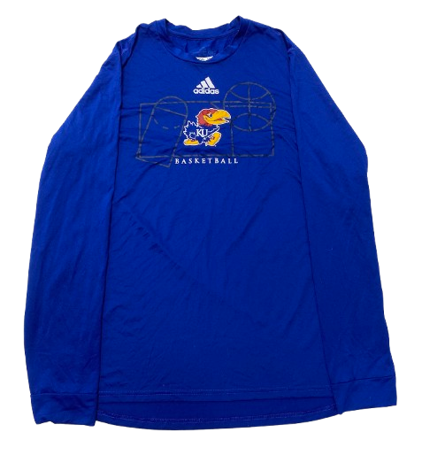 Kevin McCullar Jr. Kansas Basketball Player Exclusive Long Sleeve Pre-Game Warm-Up Shooting Shirt with 
