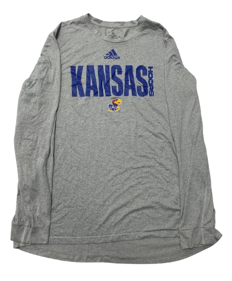 Kevin McCullar Jr. Kansas Basketball Player Exclusive Long Sleeve Pre-Game Warm-Up Shooting Shirt with 