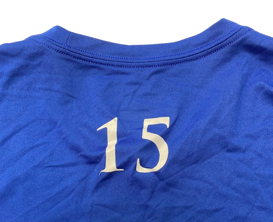 Kevin McCullar Jr. Kansas Basketball Player Exclusive Long Sleeve Pre-Game Warm-Up Shooting Shirt with 