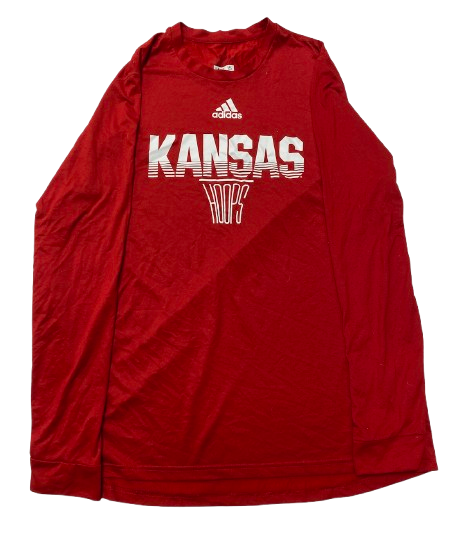 Kevin McCullar Jr. Kansas Basketball Player Exclusive Long Sleeve Pre-Game Warm-Up Shooting Shirt with 