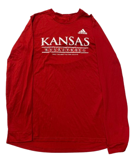 Kevin McCullar Jr. Kansas Basketball Player Exclusive Long Sleeve Pre-Game Warm-Up Shooting Shirt with 