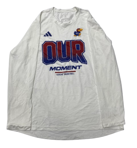 Kevin McCullar Jr. Kansas Basketball Player Exclusive "OUR MOMENT" Long Sleeve Pre-Game Warm-Up Shooting Shirt (Size XL)