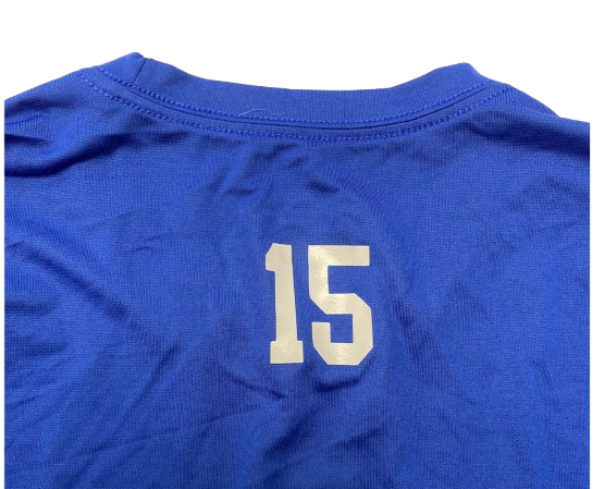 Kevin McCullar Jr. Kansas Basketball Player Exclusive Long Sleeve Pre-Game Warm-Up Shooting Shirt with 