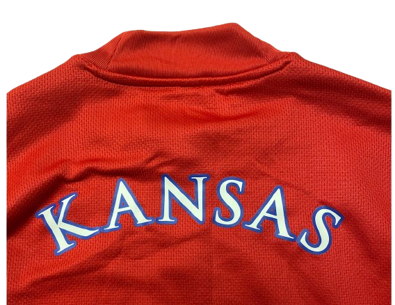 Kevin McCullar Jr. Kansas Basketball Player Exclusive Pre-Game Warm-Up Long Sleeve Shooting Shirt (Size XL)