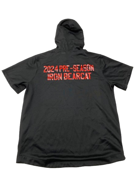 Darian Varner Cincinnati Football Player Exclusive "IRON BEARCAT" Strength & Conditioning Weight Room Short Sleeve Hoodie (Size XL)