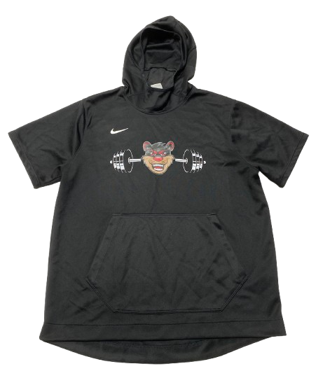 Darian Varner Cincinnati Football Player Exclusive "IRON BEARCAT" Strength & Conditioning Weight Room Short Sleeve Hoodie (Size XL)