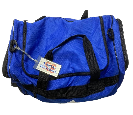 Dylan Downing Kansas Football Team Issued Travel Duffel Bag with Player Tag