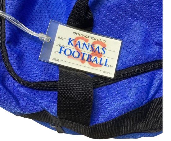 Dylan Downing Kansas Football Team Issued Travel Duffel Bag with Player Tag