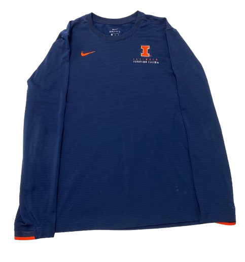 Kipper Nichols Illinois Basketball Team Issued Premium Crewneck Long Sleeve Waffle Style Pullover (Size XL)