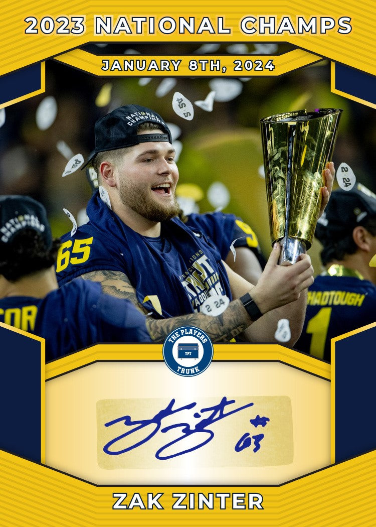 Zak Zinter SIGNED "2023 CHAMPS" National Champs Edition Card