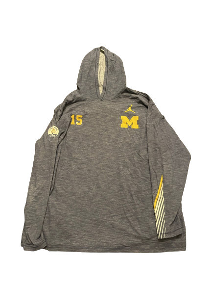 Chris Hinton Michigan Football Player Exclusive Citrus Bowl Pre-Game Performance Hoodie with Number & Patch (Size 3XL)