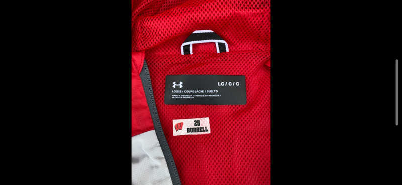 Eric Burrell Wisconsin Football Under Armour Zip-Up With Hood (Size L)