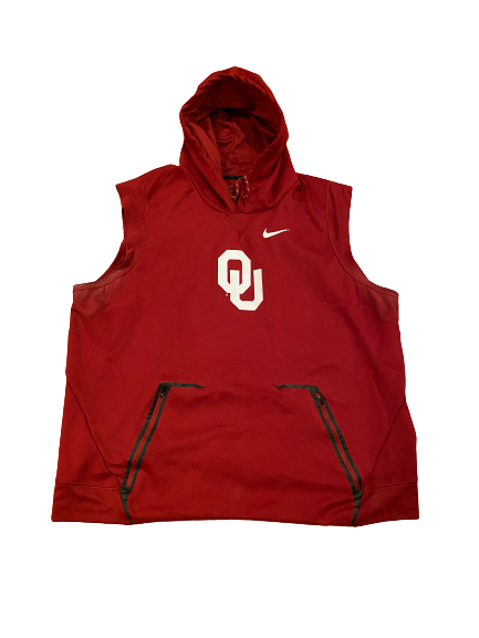 Adrian Ealy Oklahoma Football Team Issued Sleeveless Hoodie (Size XXXL)