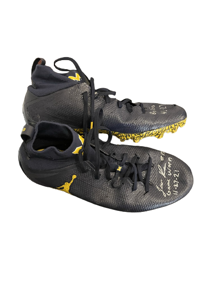 Josh Ross Michigan Football SIGNED & Inscribed Game Worn Cleats VS OHIO STATE