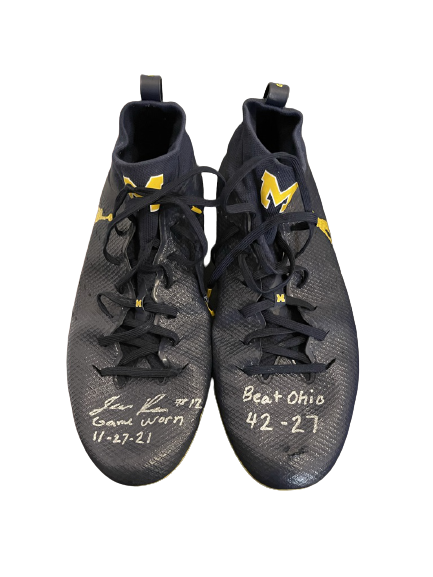 Josh Ross Michigan Football SIGNED & Inscribed Game Worn Cleats VS OHIO STATE