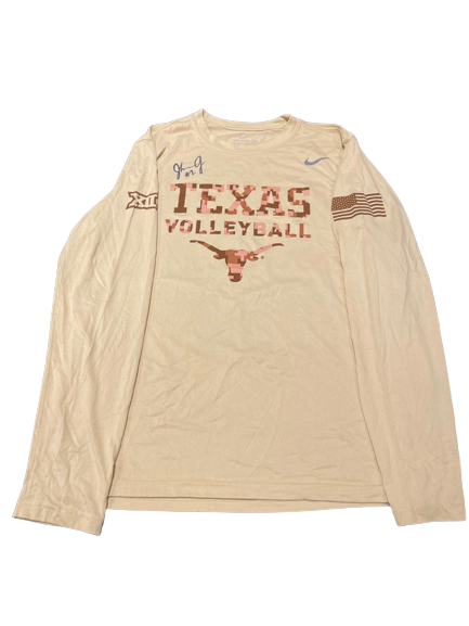 Jhenna Gabriel Texas Volleyball SIGNED Team Exclusive Salute to Service Long Sleeve Shirt (Size M)