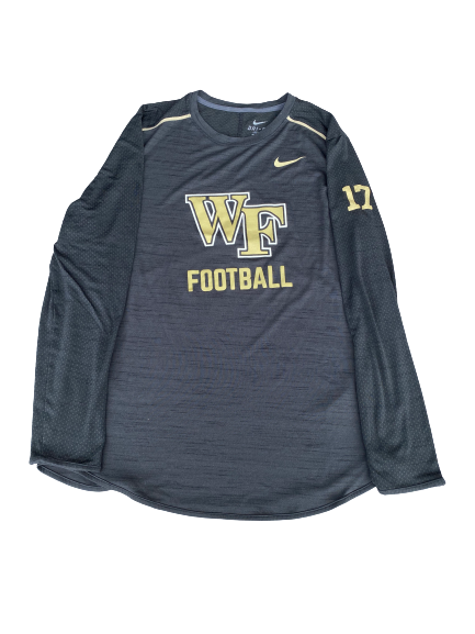 Alex Bachman Wake Forest Football Player-Exclusive Long Sleeve Shirt With Number (Size L)