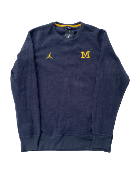 Michigan Basketball Team Issued Jordan Fleece Crewneck (Size L)