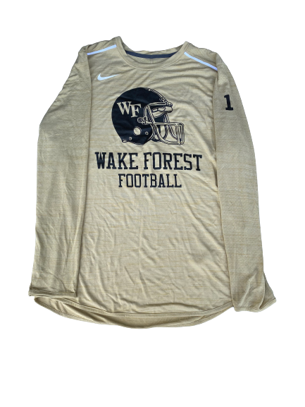 Alex Bachman Wake Forest Football Player-Exclusive Long Sleeve Shirt With Number (Size L)