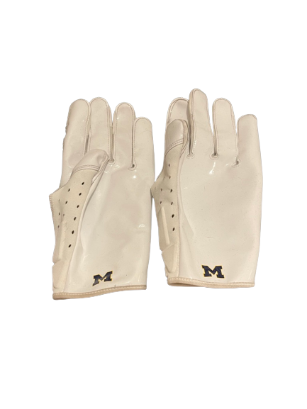 Brad Hawkins Michigan Football Player Exclusive Football Gloves (2 LEFT HANDS) (Size 2XL)