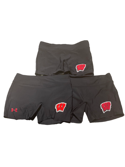 Nicole Shanahan Wisconsin Volleyball Team Issued Set of (3) Spandex Shorts (Size M)