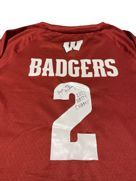 Sydney Hilley Wisconsin Volleyball SIGNED & INSCRIBED "2021 NATTY CHAMP" Game Worn Jersey (Size M)