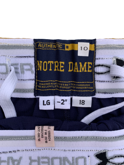T.J. Gibbs Notre Dame Basketball Game Worn Shorts (Size L)