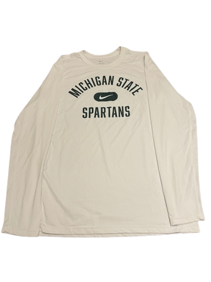 Gabe Brown Michigan State Basketball Team Issued Long Sleeve Workout Shirt (Size LT)