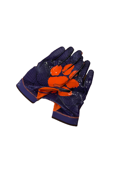 Scott Pagano Clemson Football 2016 College Football Playoff National Championship Game Worn Player Exclusive Football Gloves - Photo Matched