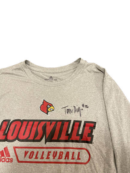 Tori Dilfer Louisville Volleyball SIGNED Exclusive Long Sleeve Practice Shirt (Size LT)