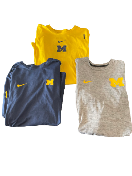 Paige Jones Michigan Volleyball Team Exclusive Set of (3) Worn Warm-Up Shirts with Number