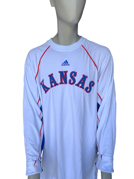 Mario Chalmers Kansas Basketball Pre-Game LS Shooting Shirt with Embroidered 