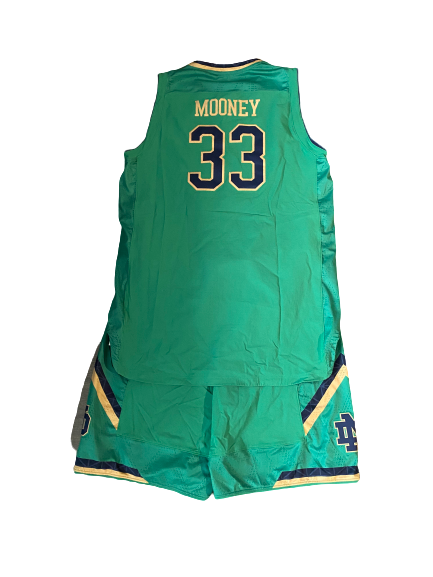 John Mooney Notre Dame Basketball Game Worn Green Uniform Set (Photo Matched)