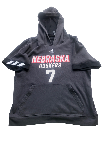 Dicaprio Bootle Nebraska Football Player-Exclusive Short Sleeve Hoodie With Number (Size L)