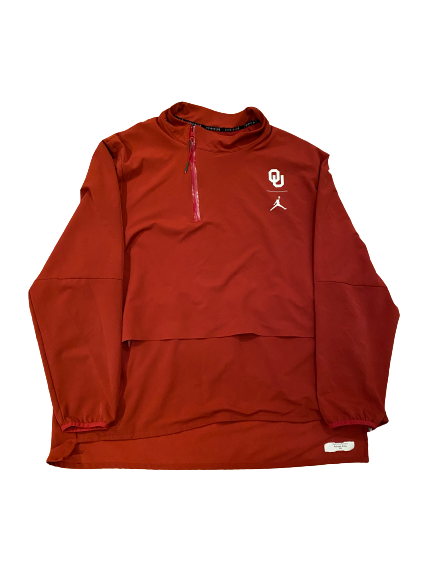 Adrian Ealy Oklahoma Football Team Issued Quarter-Zip Pullover (Size XXXL)