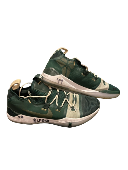 Gabe Brown Michigan State Basketball Player Exclusive SIGNED & INSCRIBED GAME WORN FINAL FOUR Shoes (Size 14) - Photo Matched