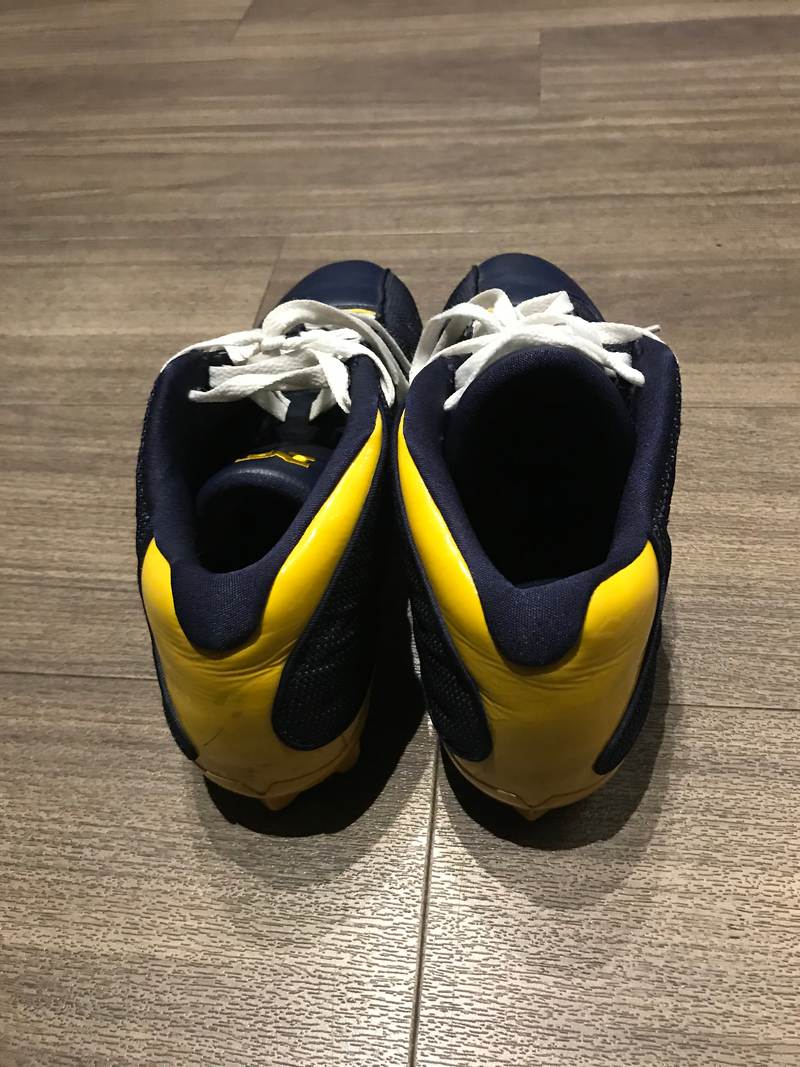 Khalid Hill Michigan Player Exclusive Outback Bowl (1/1/18) Game Worn Jordan Cleats (Size 13)