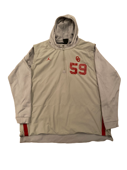 Adrian Ealy Oklahoma Football Player Exclusive Quarter-Zip Hoodie With Number (Size XXXL)