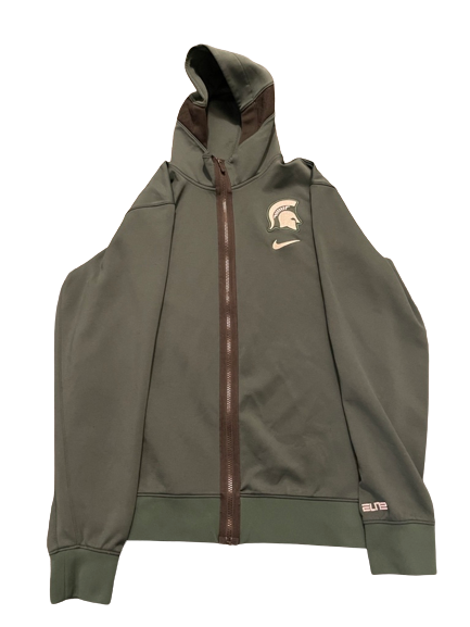 Marcus Bingham Jr. Michigan State Basketball Team Exclusive Pre-Game Warm-Up Jacket (Size XLT)