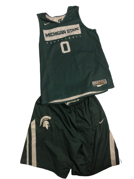 Kyle Ahrens AUTOGRAPHED Michigan State Practice Set (Reversible Jersey & Shorts) SIZE L