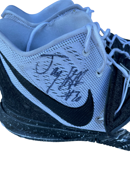 Jay Huff Virginia Basketball SIGNED Game Worn Shoes (Size 17) (2019 National Championship Game) - Photo Matched