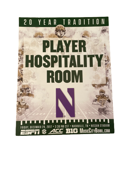 Northwestern Football 2017 Music City Bowl "Player Hospitality Room" 28x22 Poster Signed by Ramaud Chiaokhiao-Bowman