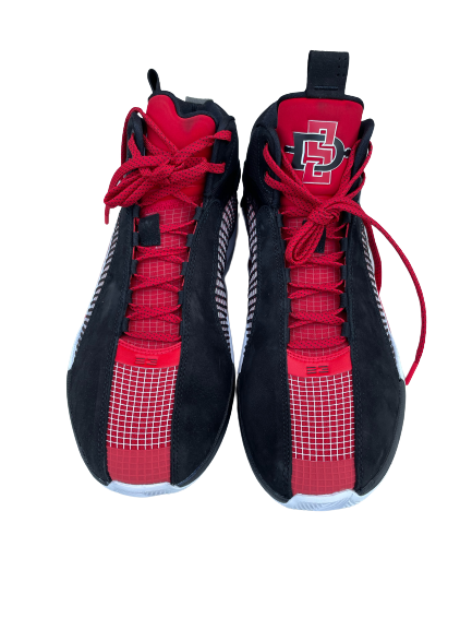 Jordan Schakel San Diego State Basketball Player Exclusive Jordan 35s Shoes (Size 12)