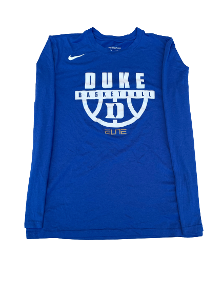 Brennan Besser Duke Basketball Team Issued Long Sleeve Workout Shirt (Size M)