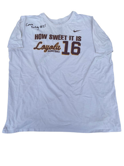 Cameron Krutwig Loyola Chicago Basketball SIGNED Team Issued Workout Shirt (Size 2XL)