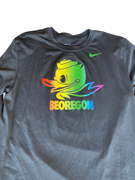Casey Benson Oregon Basketball Team Issued Long Sleeve Workout Shirt (Size L)